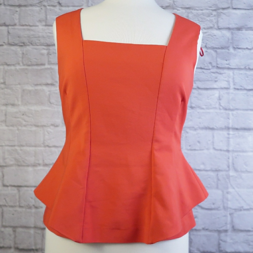 Zara structured peplum top square neck A70
